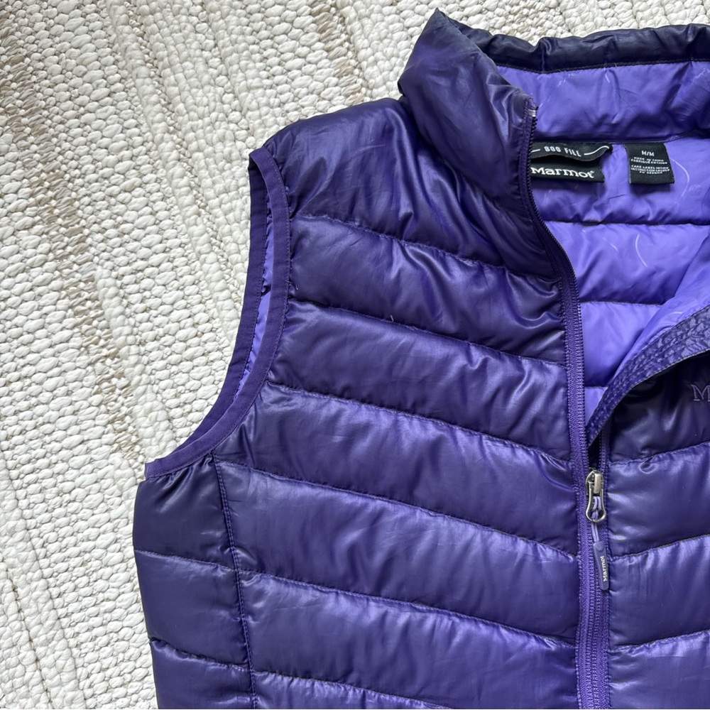 Marmot Down Puffer Vest 800 Fill Full Zip Inside Zip! Packable Womens M Purple - Picture 4 of 16